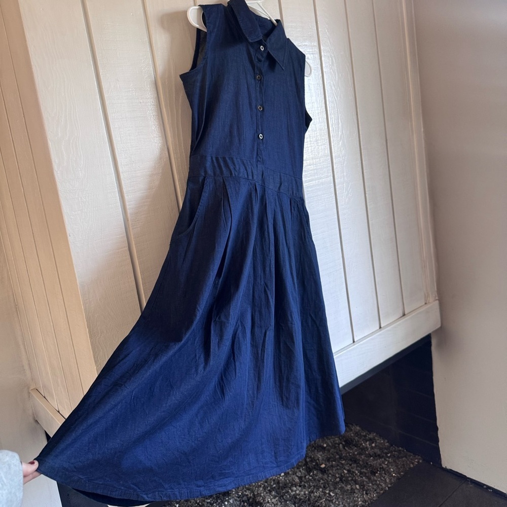 Bimba Denim Pleated Midi Dress - Picture 3 of 6